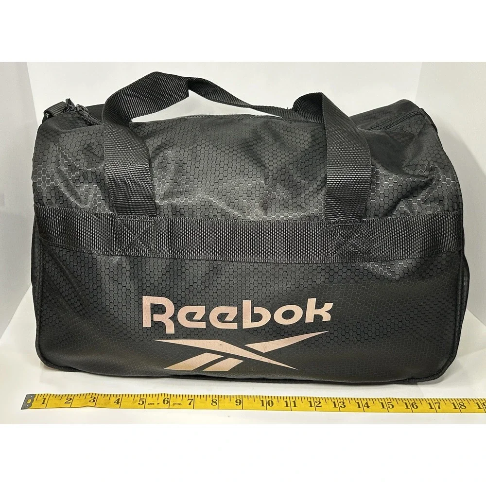 Reebok Duffel Bag Sports Gym Lightweight‎ Black With Rose Gold Logo